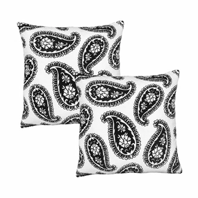 20 x 20 inch Square Accent Throw Pillows, 2-Piece Cotton Cushion with Paisley Print, Black&White pillows,bed pillow,sleeping cushion