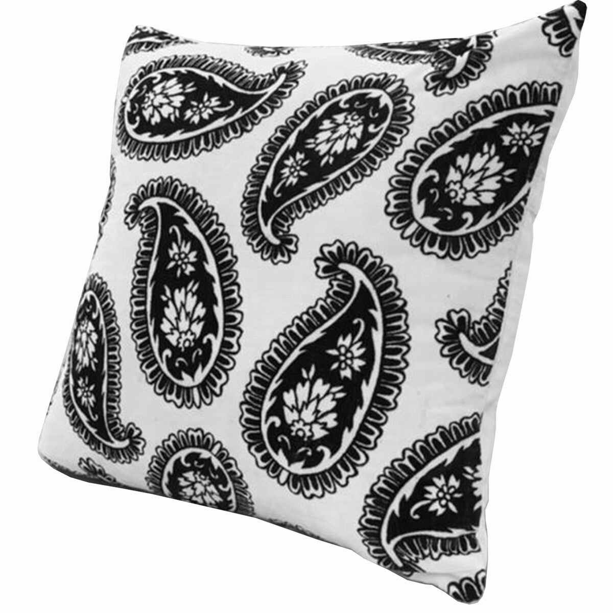 20 x 20 inch Square Accent Throw Pillows, 2-Piece Cotton Cushion with Paisley Print, Black&White
