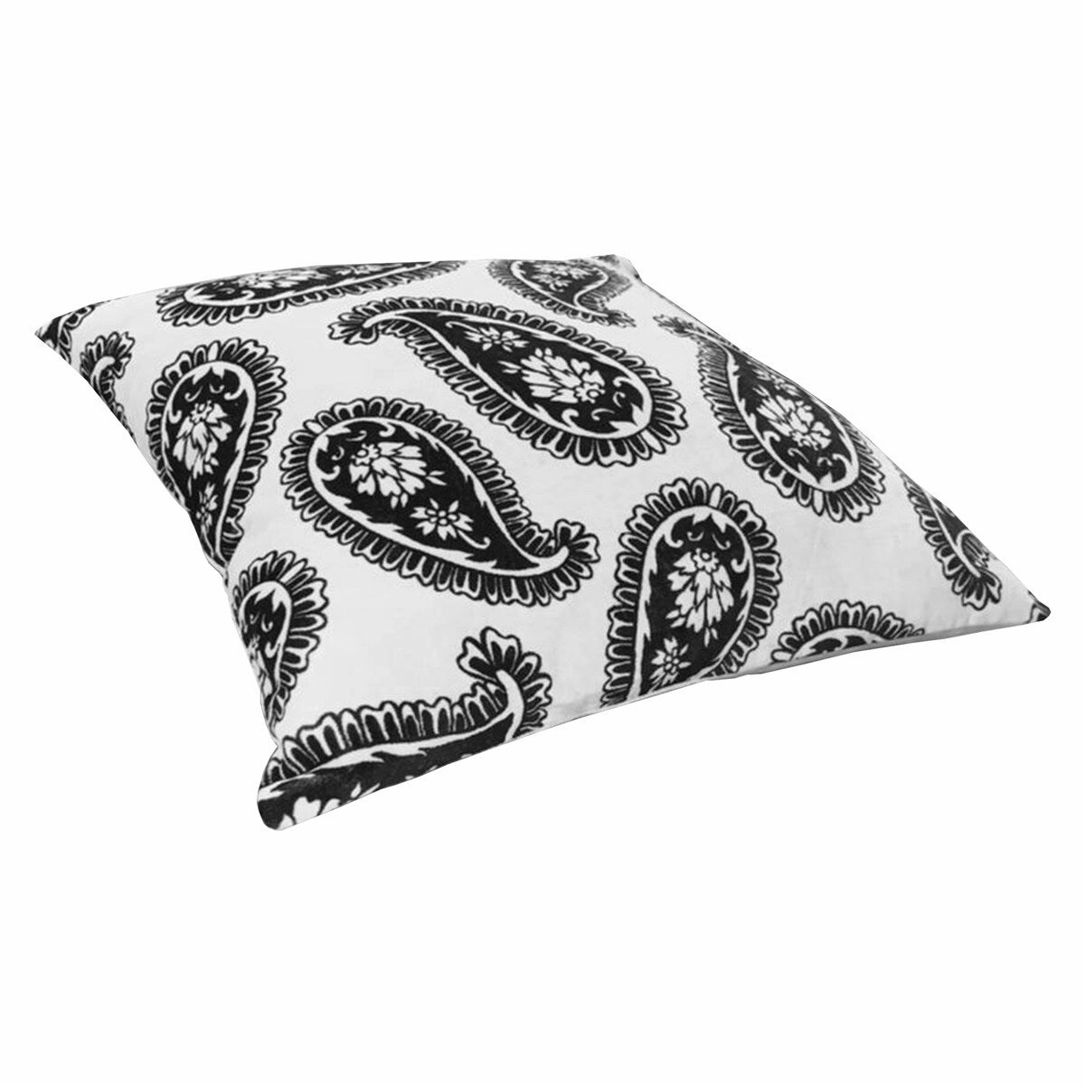 20 x 20 inch Square Accent Throw Pillows, 2-Piece Cotton Cushion with Paisley Print, Black&White