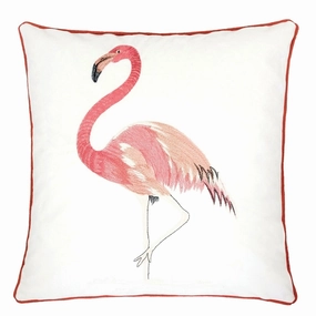 20 X 20 Inches Flamingo Embroidered Polyester Accent Pillow, Set of 2, White and Red pillows,bed pillow,sleeping cushion