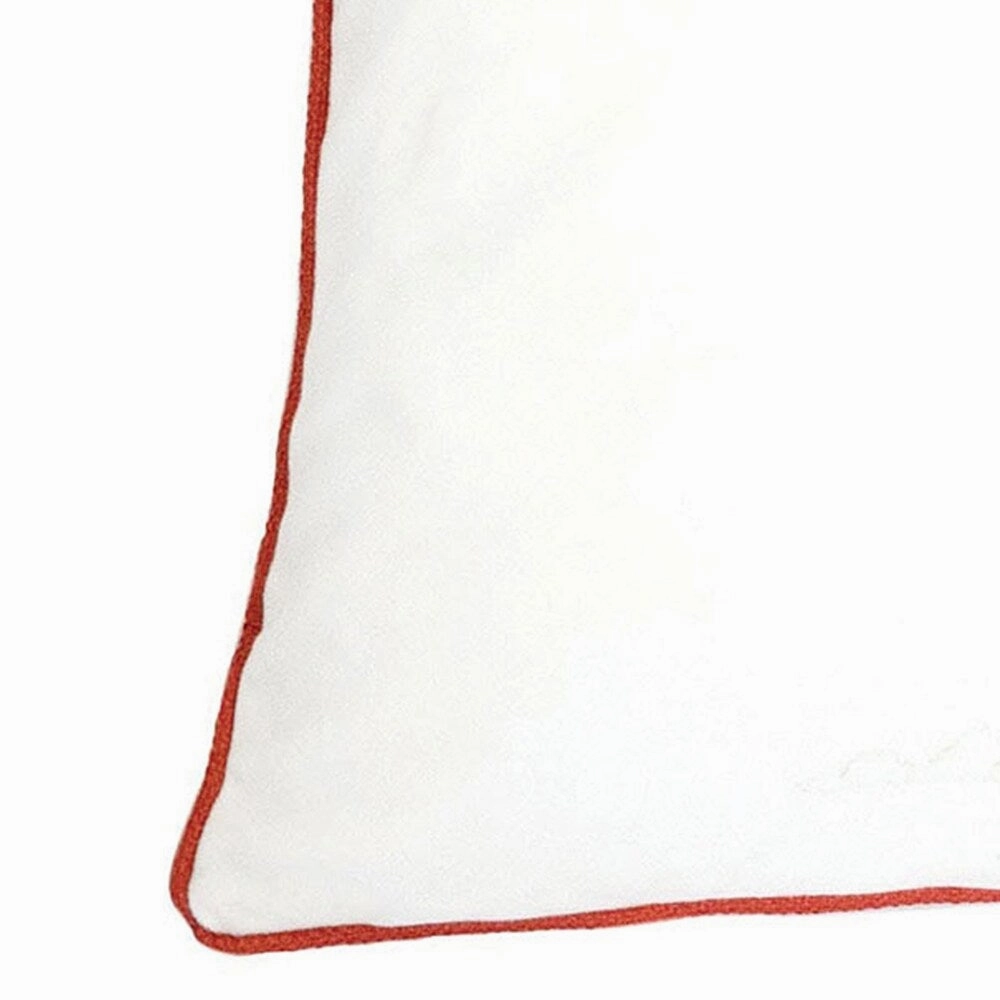 20 X 20 Inches Flamingo Embroidered Polyester Accent Pillow, Set of 2, White and Red