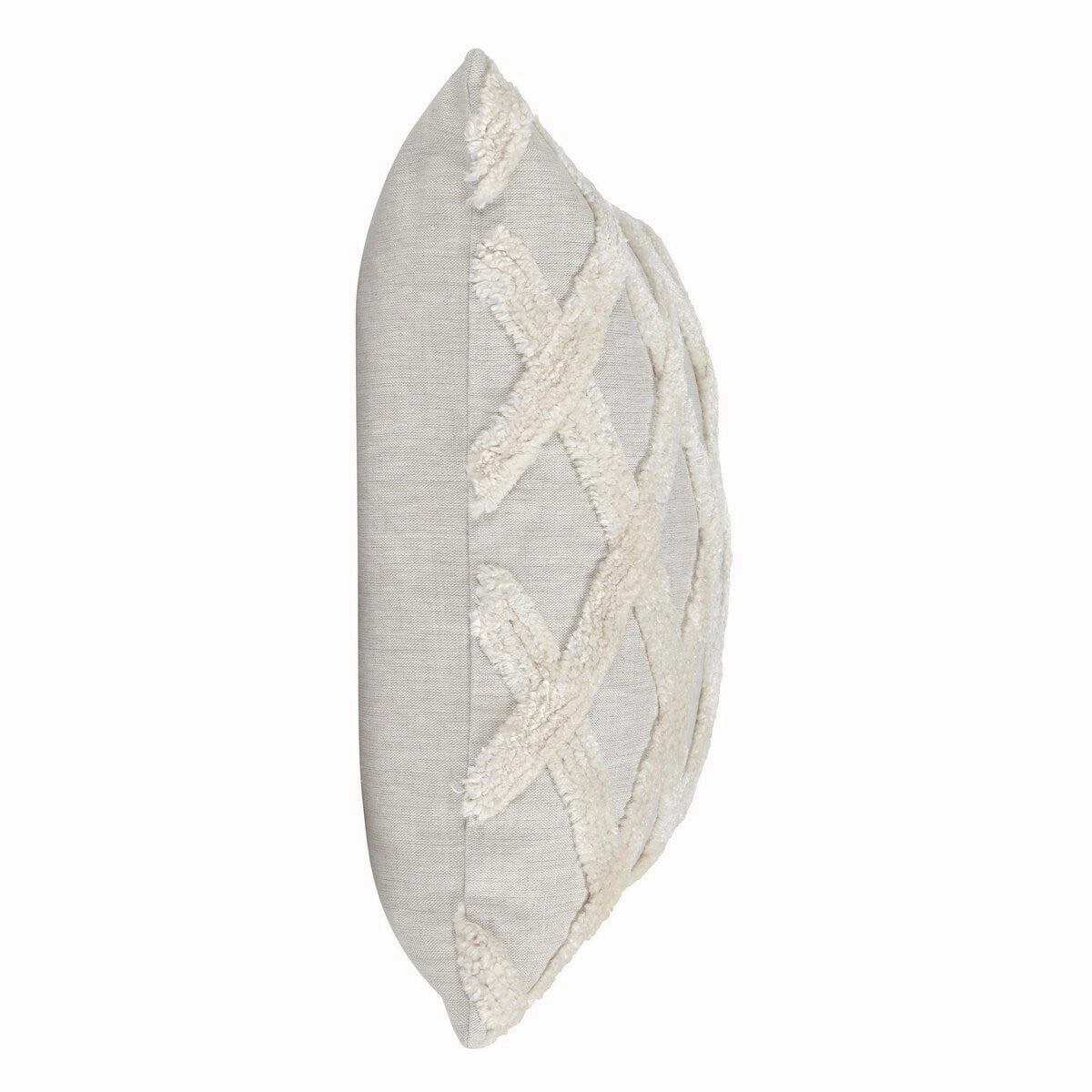 22 x 22 Modern Throw Pillow, Shag, Geometric Diamond, Ivory, Gray - Grey