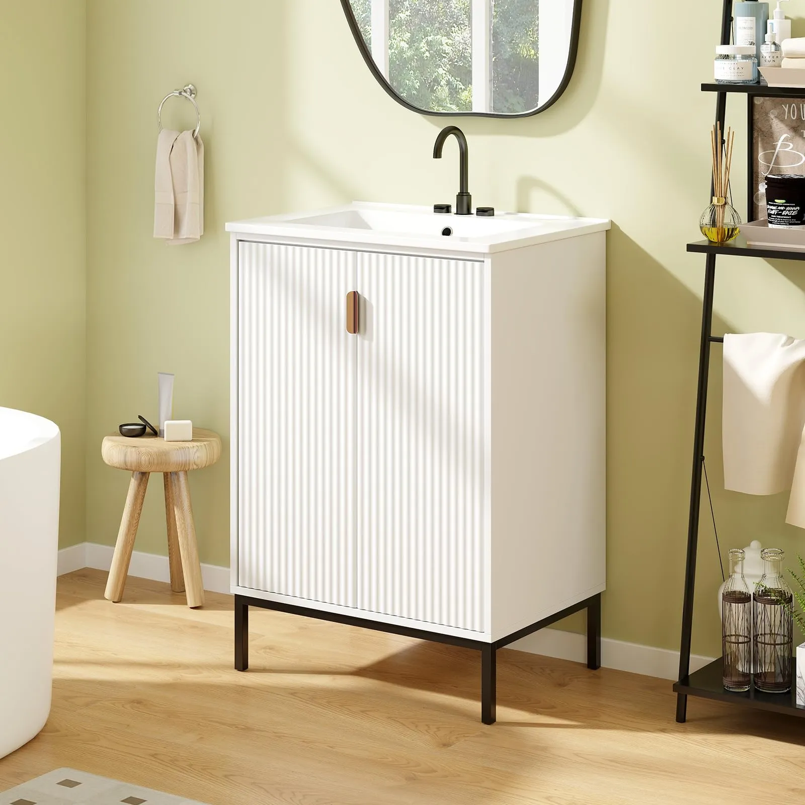 24 Undermount Bathroom Storage Cabinet and Sink Combo Set with 2 Doors