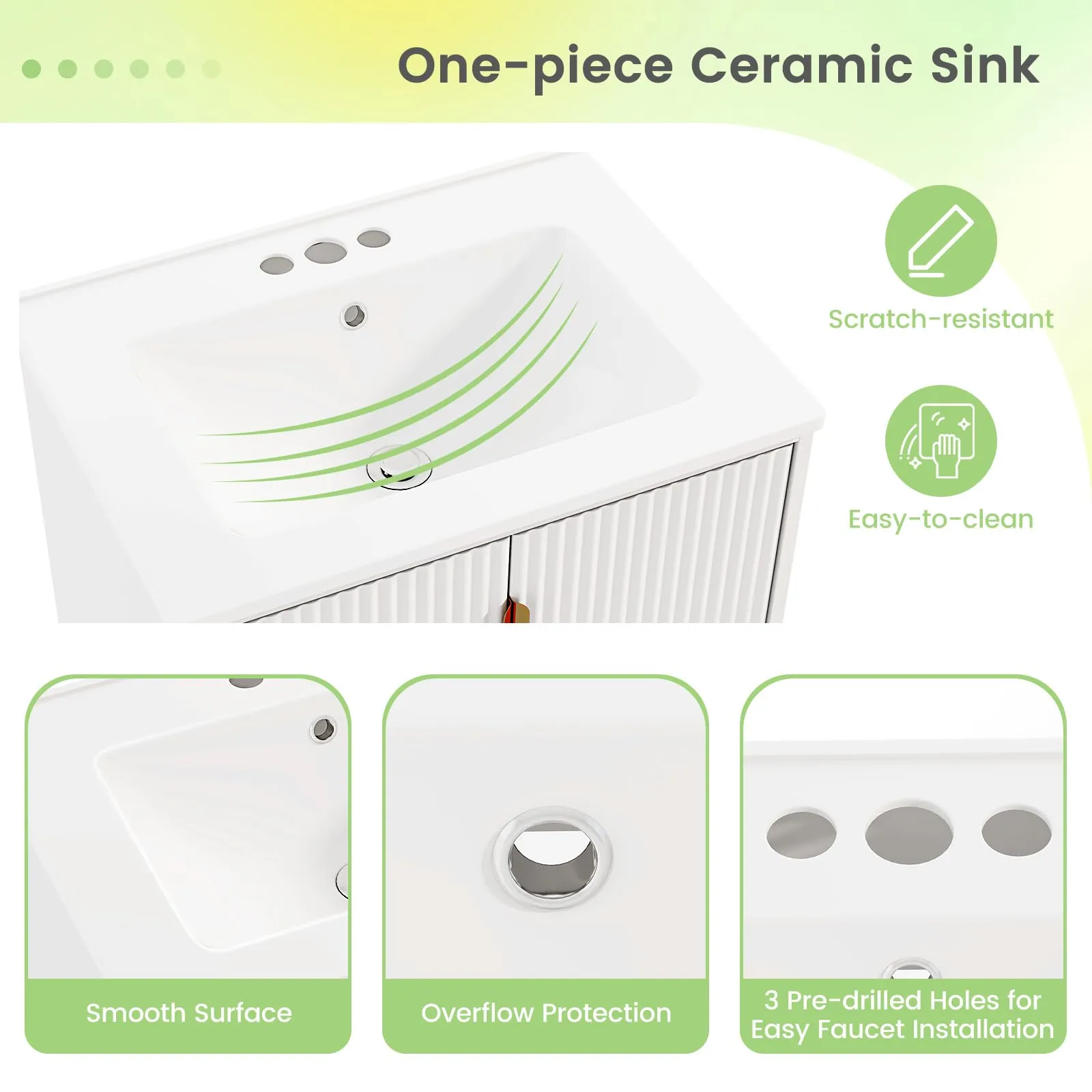 24 Undermount Bathroom Storage Cabinet and Sink Combo Set with 2 Doors