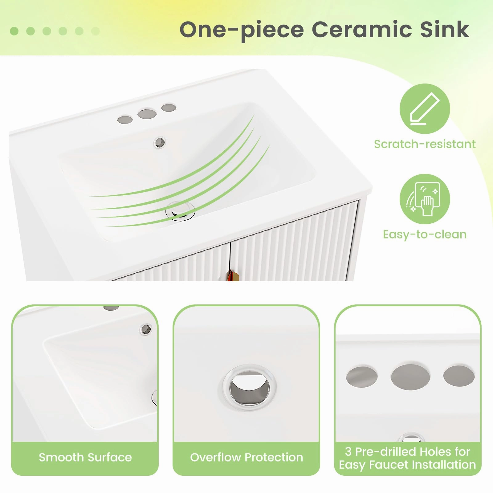 24 Undermount Bathroom Storage Cabinet and Sink Combo Set with 2 Doors