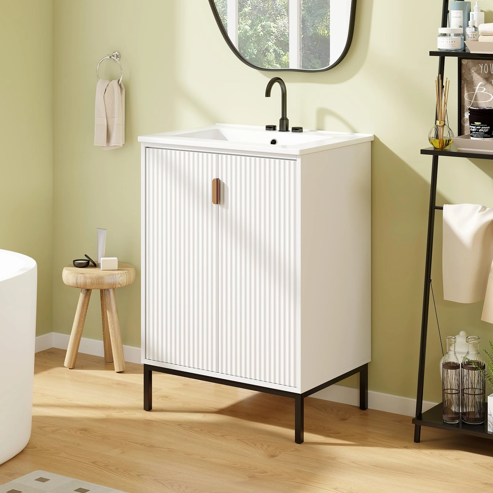 24 Undermount Bathroom Storage Cabinet and Sink Combo Set with 2 Doors
