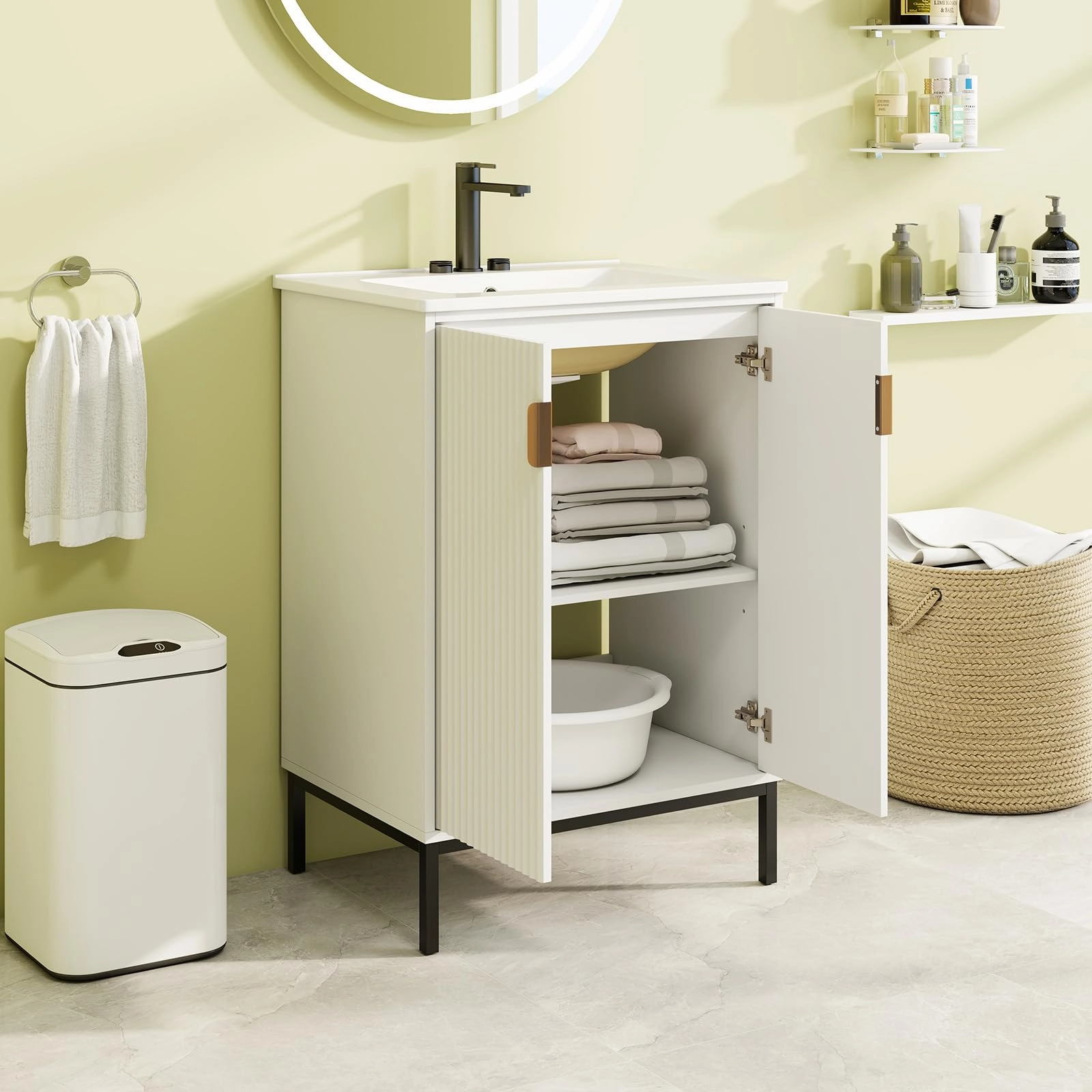 24 Undermount Bathroom Storage Cabinet and Sink Combo Set with 2 Doors