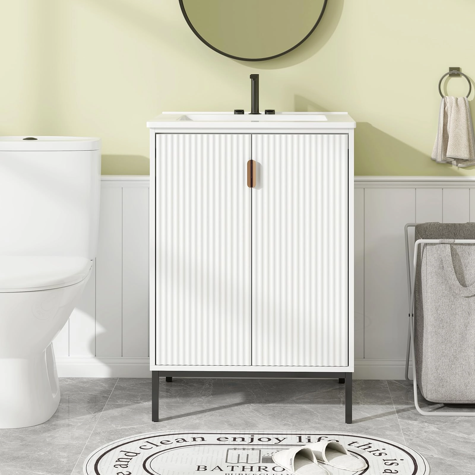 24 Undermount Bathroom Storage Cabinet and Sink Combo Set with 2 Doors