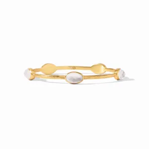 24K Yellow Gold Overlay 'Ivy' Iridescent Clear Crystal Stone Bangle