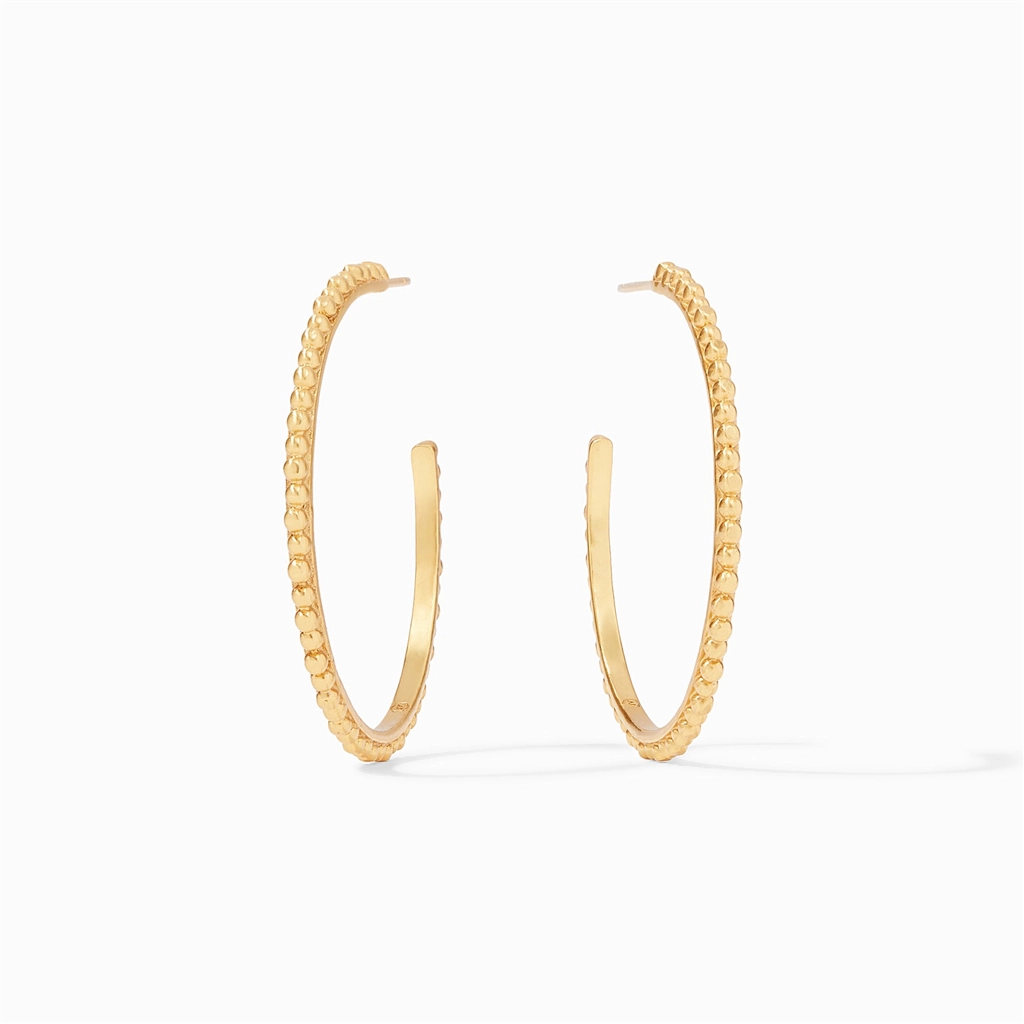 24K Yellow Gold Overlay 'Colette' Large Bead Hoop Earrings