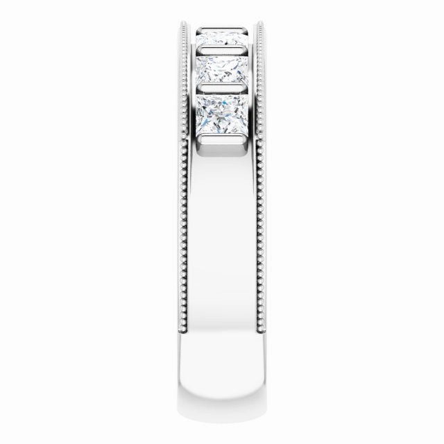 2.0 ctw Bar Set Princess Cut Diamond Milgrain Accent Men's Ring