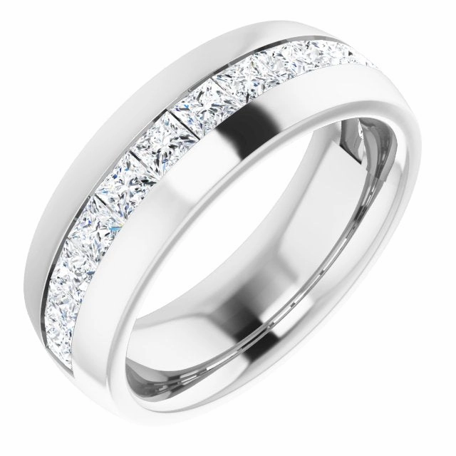 2.5 ctw Channel Set Princess Cut Diamond Men's Ring Half Eternity