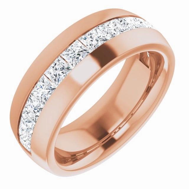 2.5 ctw Channel Set Princess Cut Diamond Men's Ring Half Eternity
