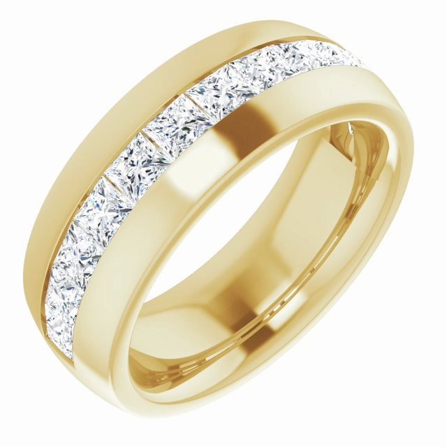 2.5 ctw Channel Set Princess Cut Diamond Men's Ring Half Eternity