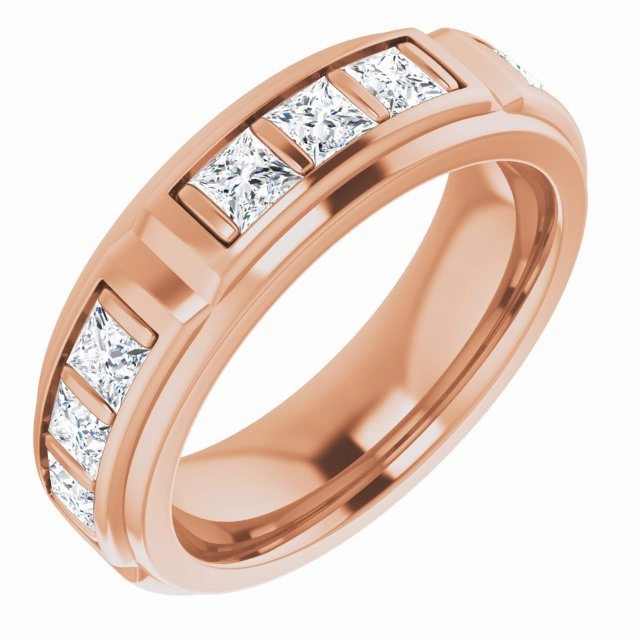 2.70 ctw Bar Set Princess Cut Diamond Men's Ring