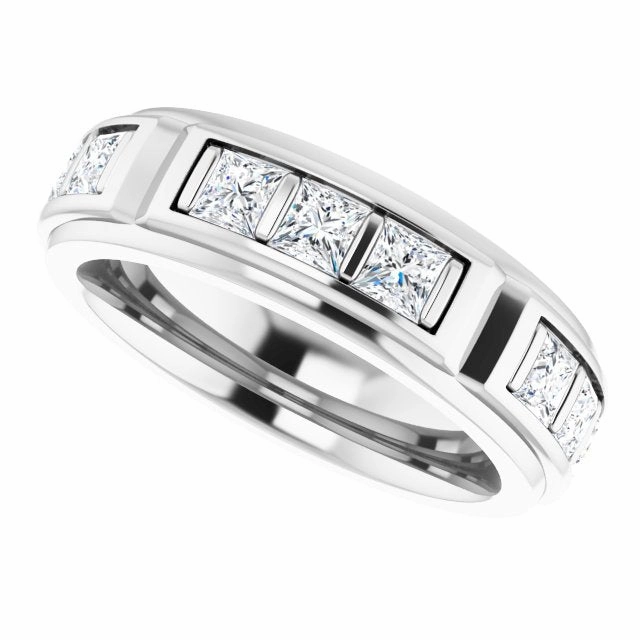 2.70 ctw Bar Set Princess Cut Diamond Men's Ring