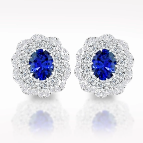 2.82ct Sapphire And Diamond White Gold Earrings