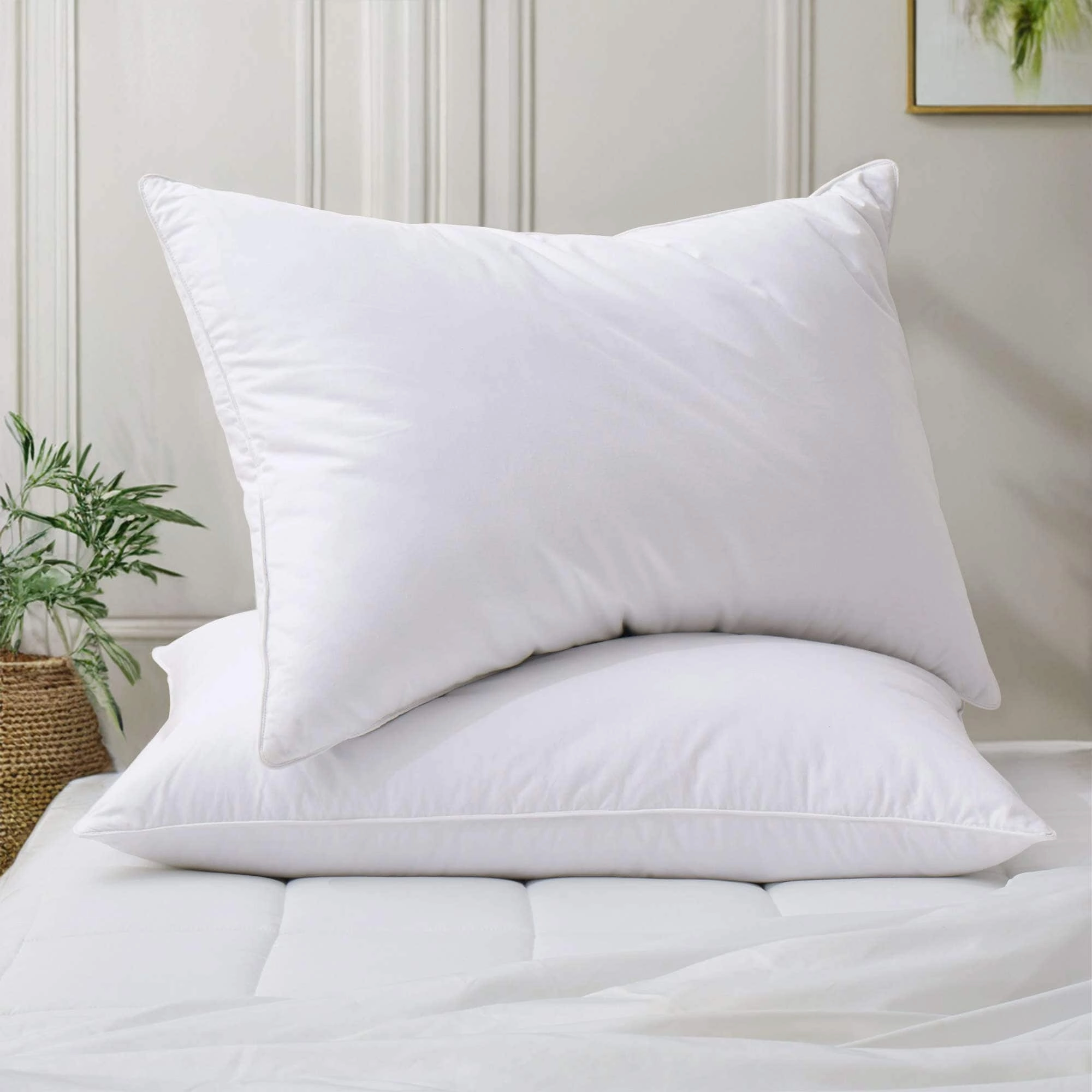 2 Pack Goose Feather Down & Alternative Pillows All Firmness Levels