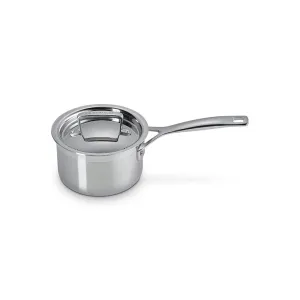 3 Ply Stainless Steel - Uncoated Saucepan, 14cm/1.4 litre, Silver curtain fabric, upholstery textile