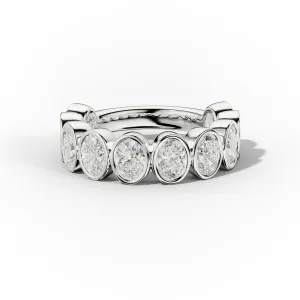 3.0 Carat Bezel Set Oval Cut Diamond Anniversary Ring