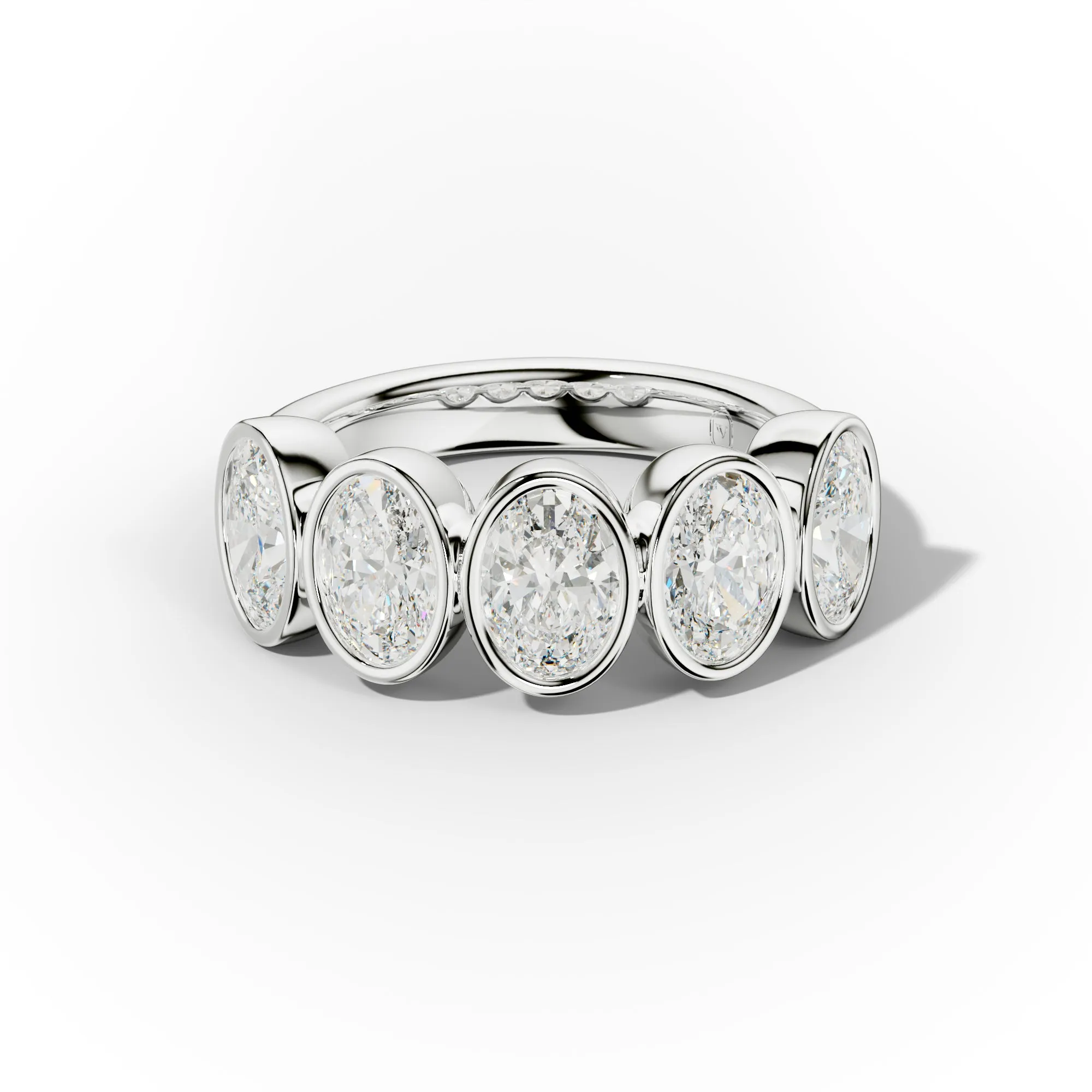 3.0 Carat Bezel Set Oval Diamond Five Stone Band