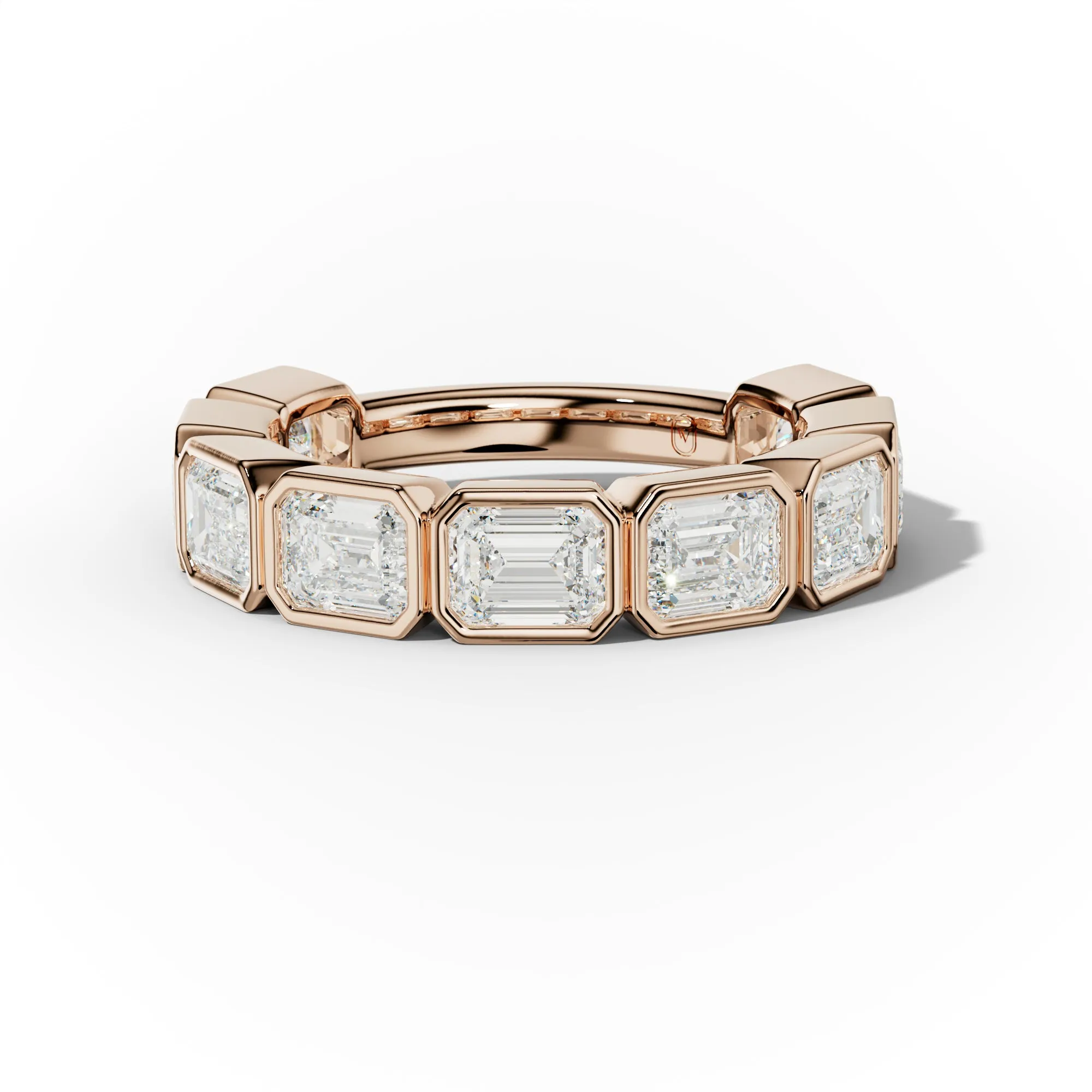 3.0 Carat East West Emerald Cut Bezel Set Diamond Anniversary Band