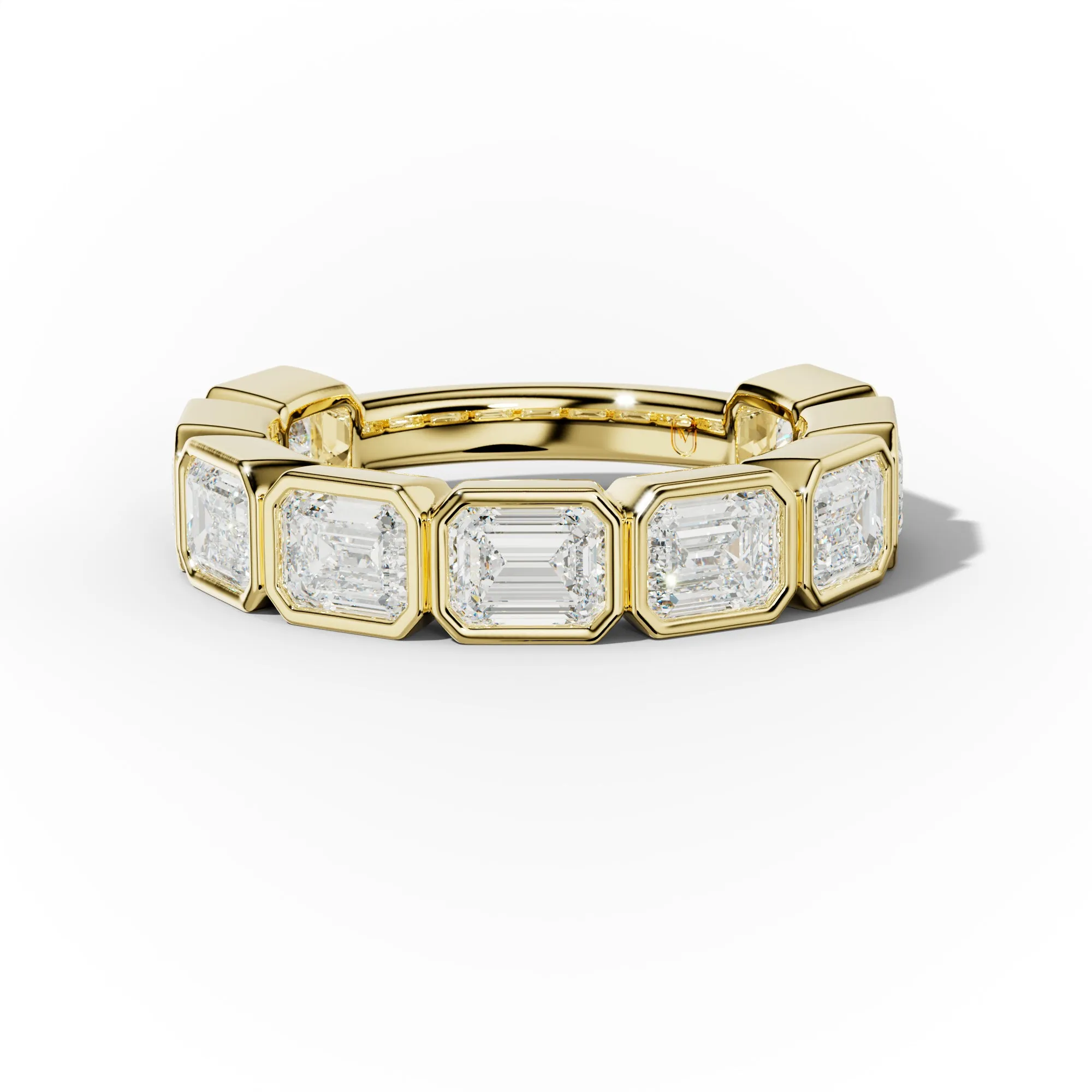 3.0 Carat East West Emerald Cut Bezel Set Diamond Anniversary Band