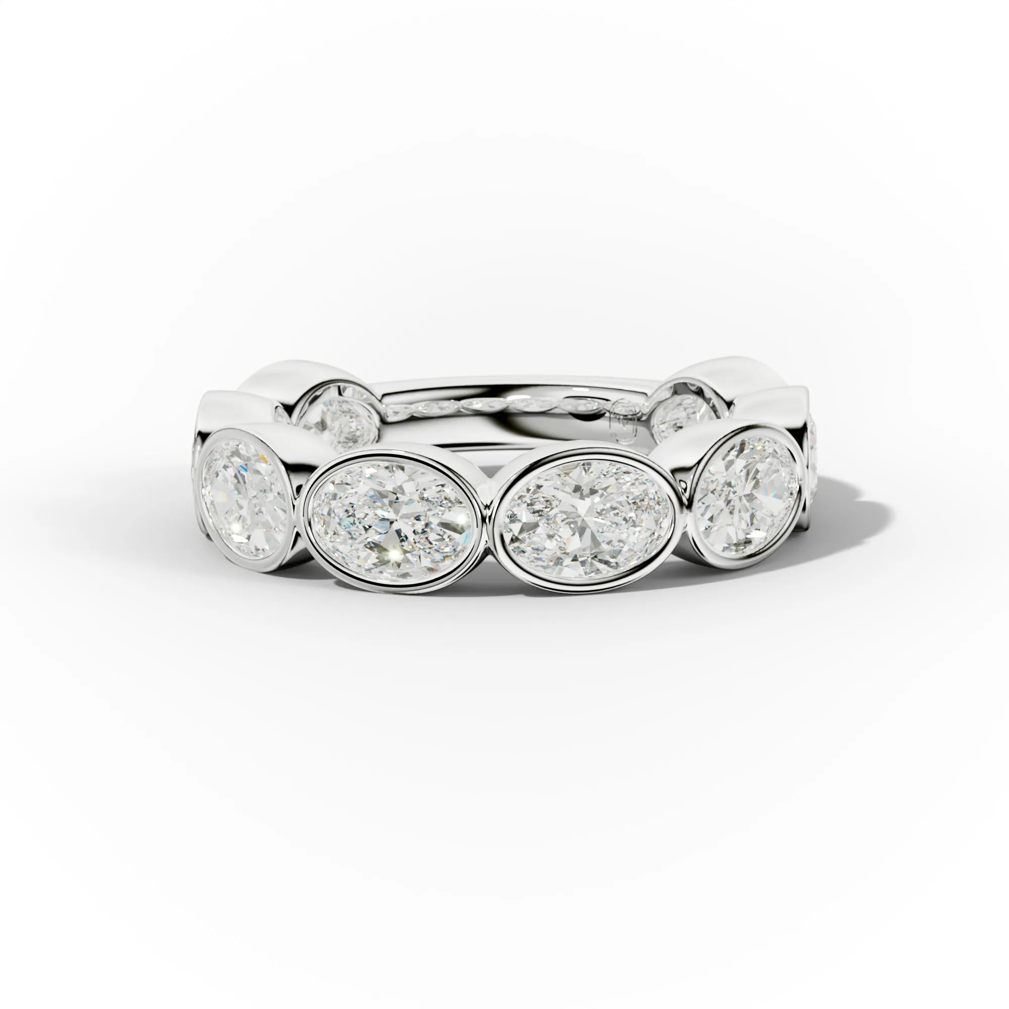 3.0 Carat East West Oval Bezel Set Diamond Anniversary Band