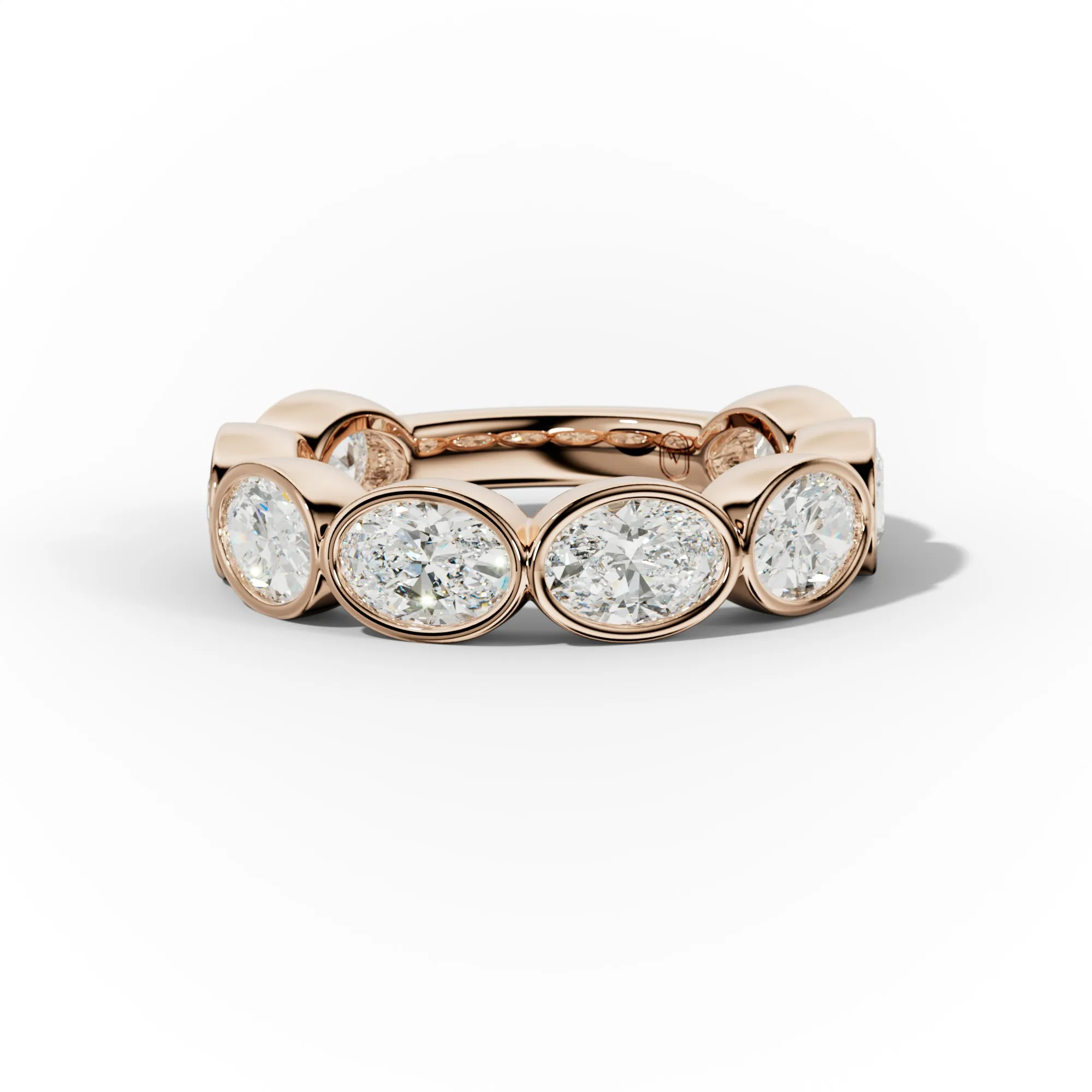 3.0 Carat East West Oval Bezel Set Diamond Anniversary Band