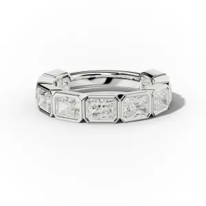 3.0 Carat East West Radiant Cut Bezel Set Diamond Anniversary Band