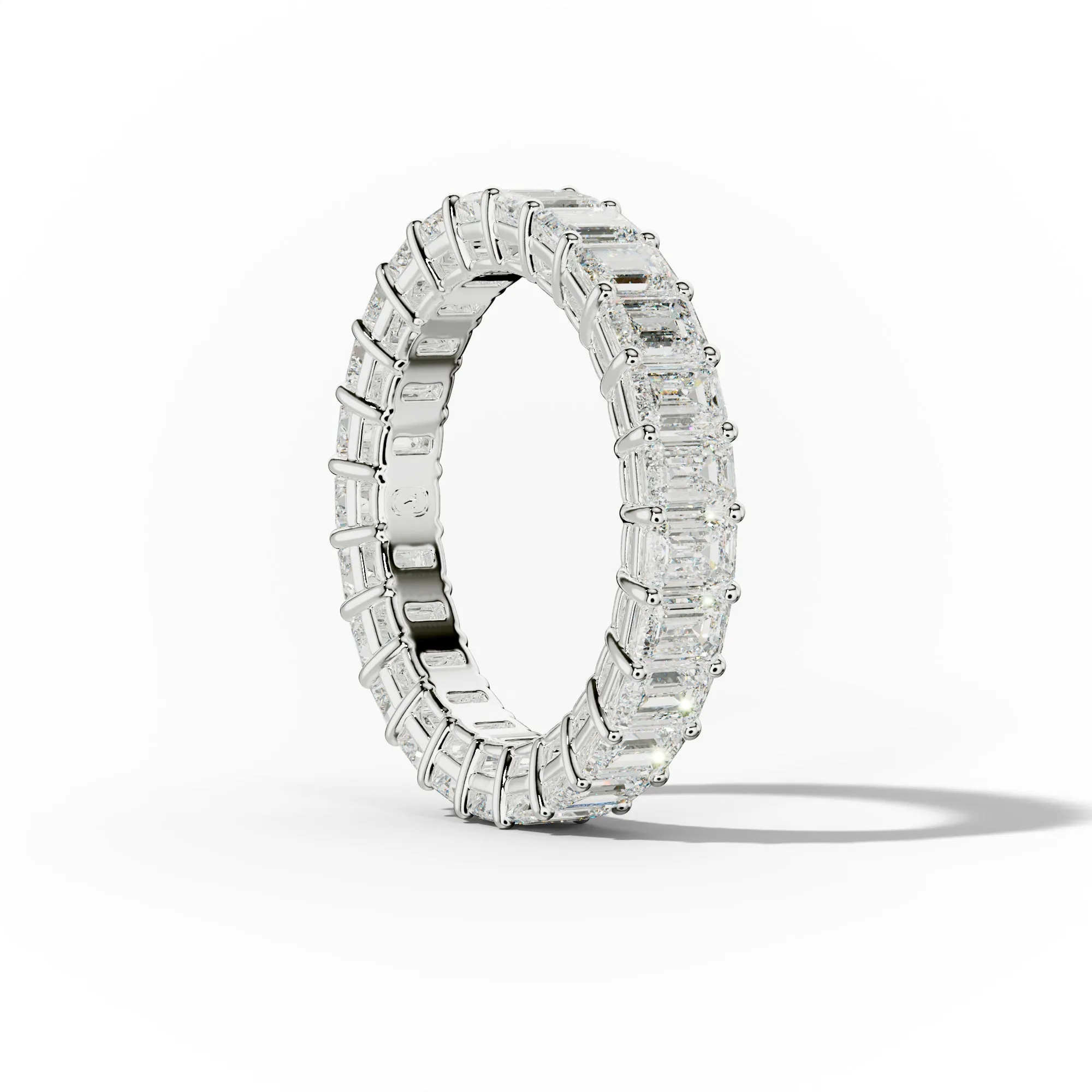 3.0 Carat Emerald Cut Diamond Eternity Band Shared Prong
