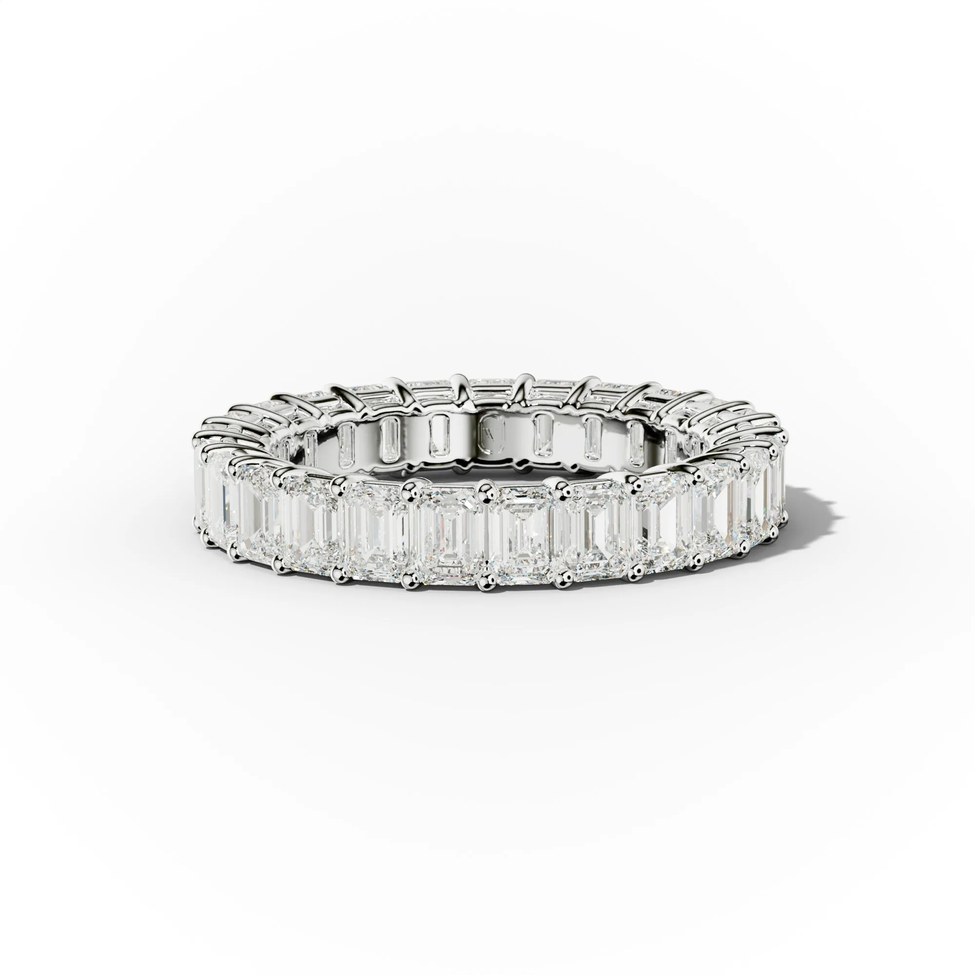 3.0 Carat Emerald Cut Diamond Eternity Band Shared Prong