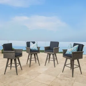30-Inch Mixed Black Wicker Barstools (Set of 4) - NH794003 patio chairs, outdoor seating