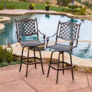 30-Inch Outdoor Cast Aluminum Bar Stools (Set of 2) - NH977832 patio chairs, outdoor seating
