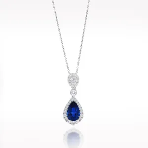3.02ct Sapphire And Diamond White Gold Necklace