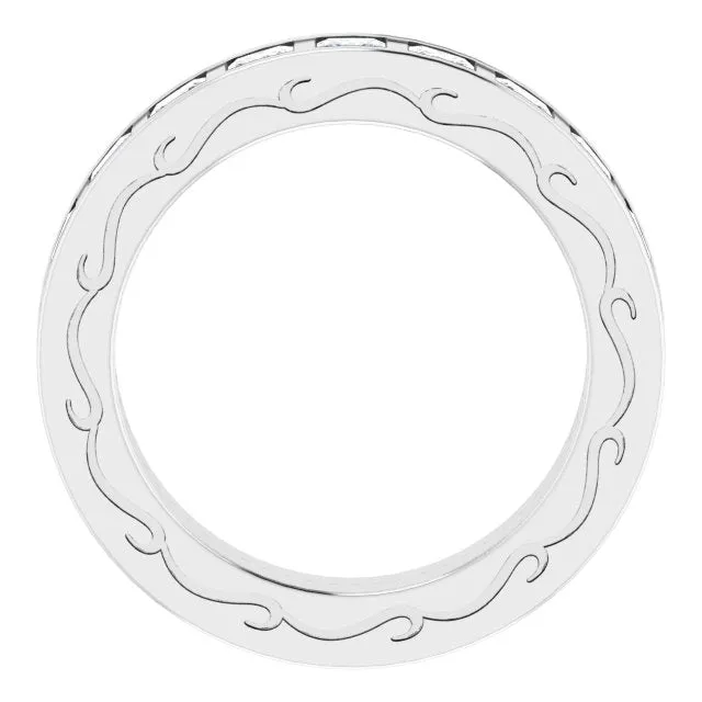 3.78 ct. Princess Diamond Eternity Band Filigree Accent Ring