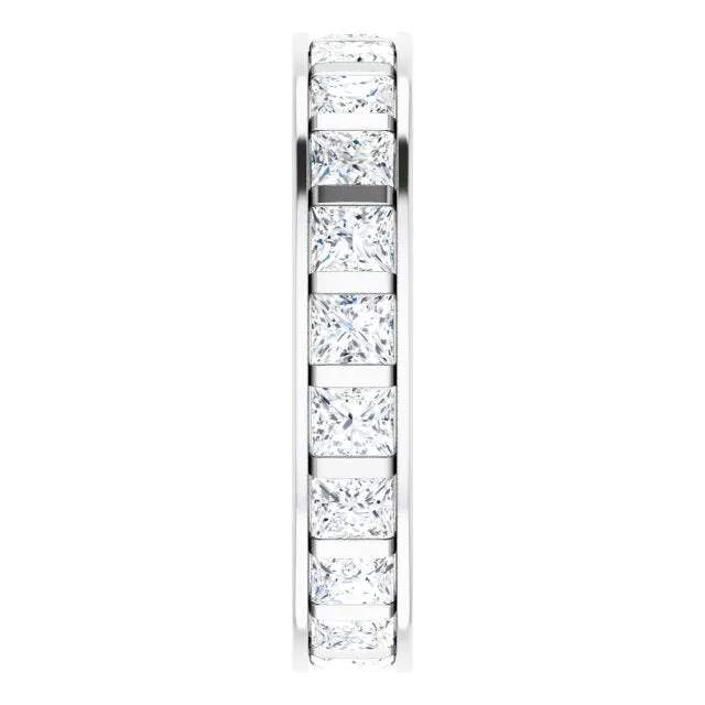 3.78 ct. Princess Diamond Eternity Band Filigree Accent Ring