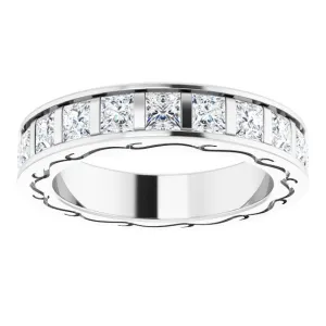 3.78 ct. Princess Diamond Eternity Band Filigree Accent Ring