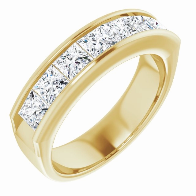 3.0 ctw Channel Set Princess Diamond Men's Ring