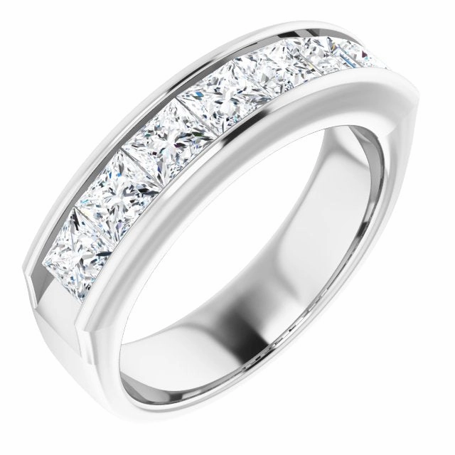 3.0 ctw Channel Set Princess Diamond Men's Ring