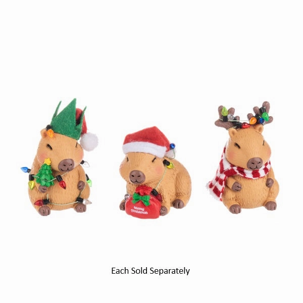 3" Dressed Up for the Holidays Christmas Capybara Figurine Decorative Mirror,Home Decor Mirror
