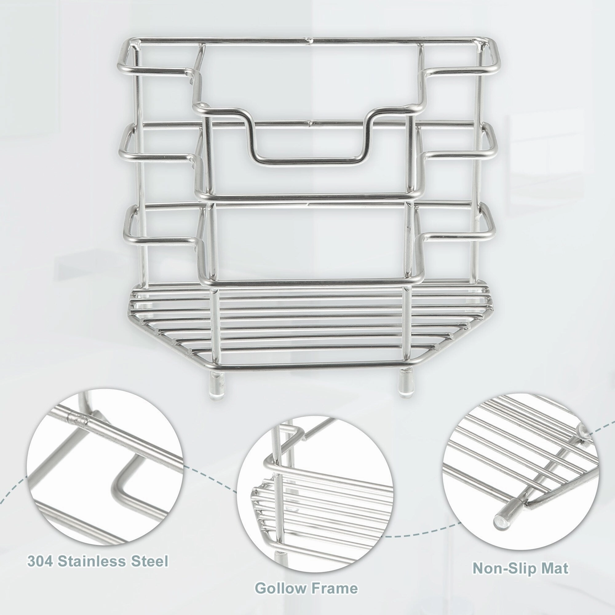 3 Slots 304 Stainless Steel Toothbrush Holder, Toothpaste Holder Stand