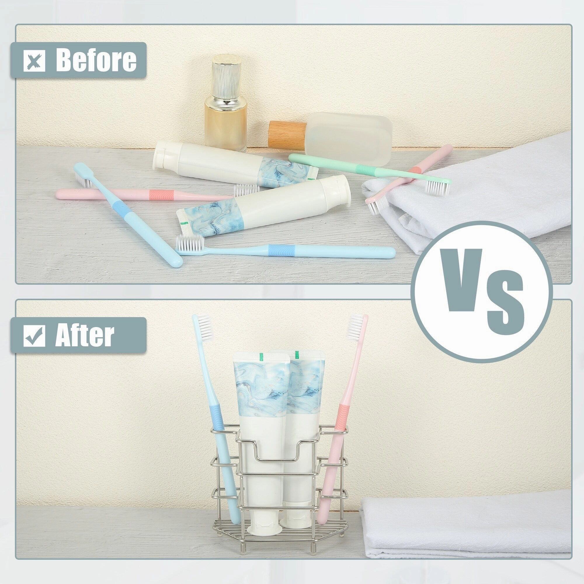 3 Slots 304 Stainless Steel Toothbrush Holder, Toothpaste Holder Stand
