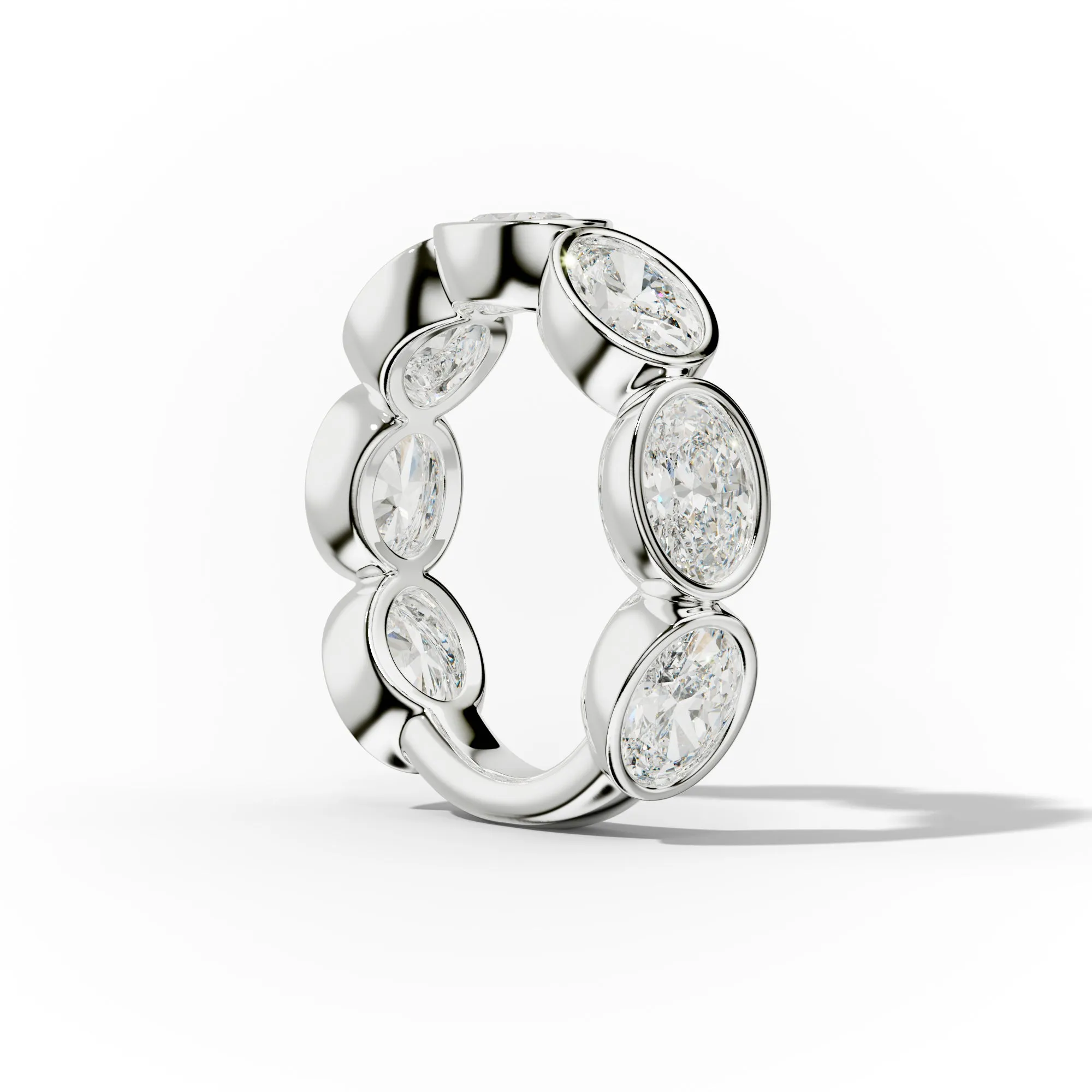4.0 Carat East West Oval Bezel Set Diamond Anniversary Band