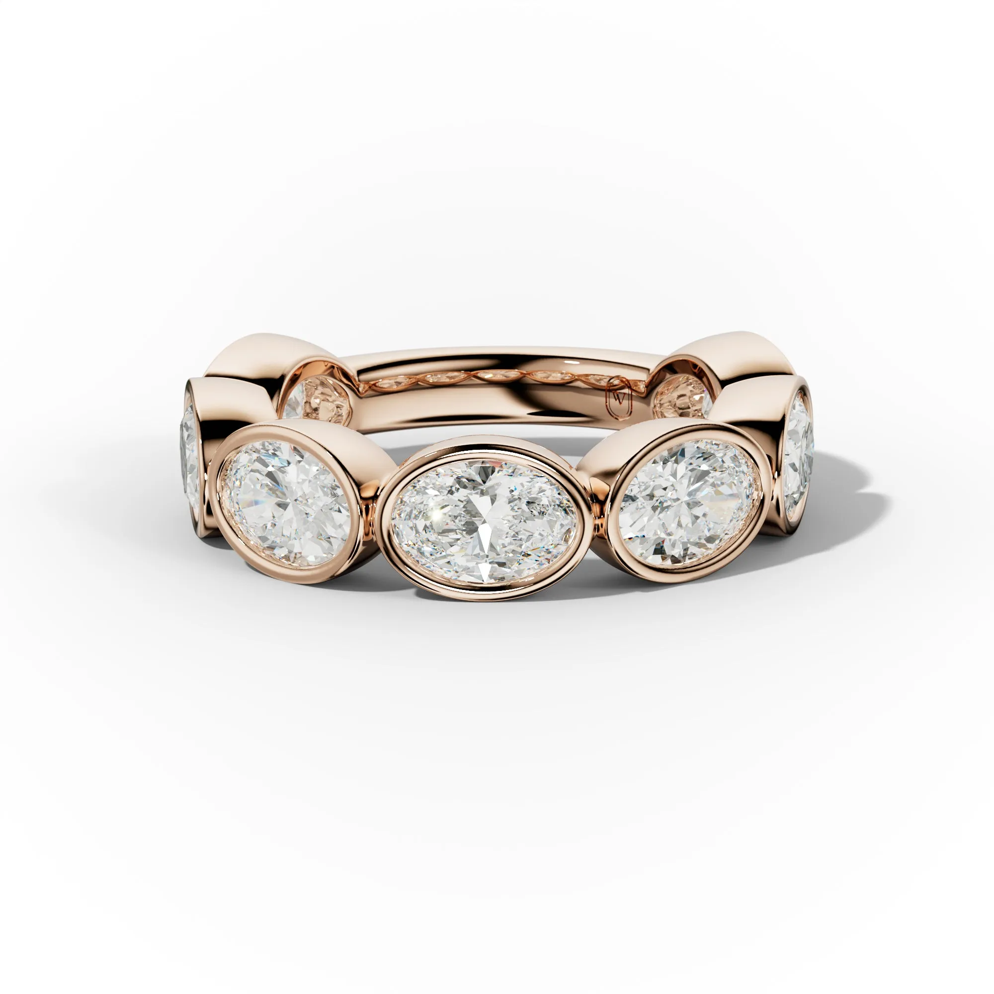 4.0 Carat East West Oval Bezel Set Diamond Anniversary Band