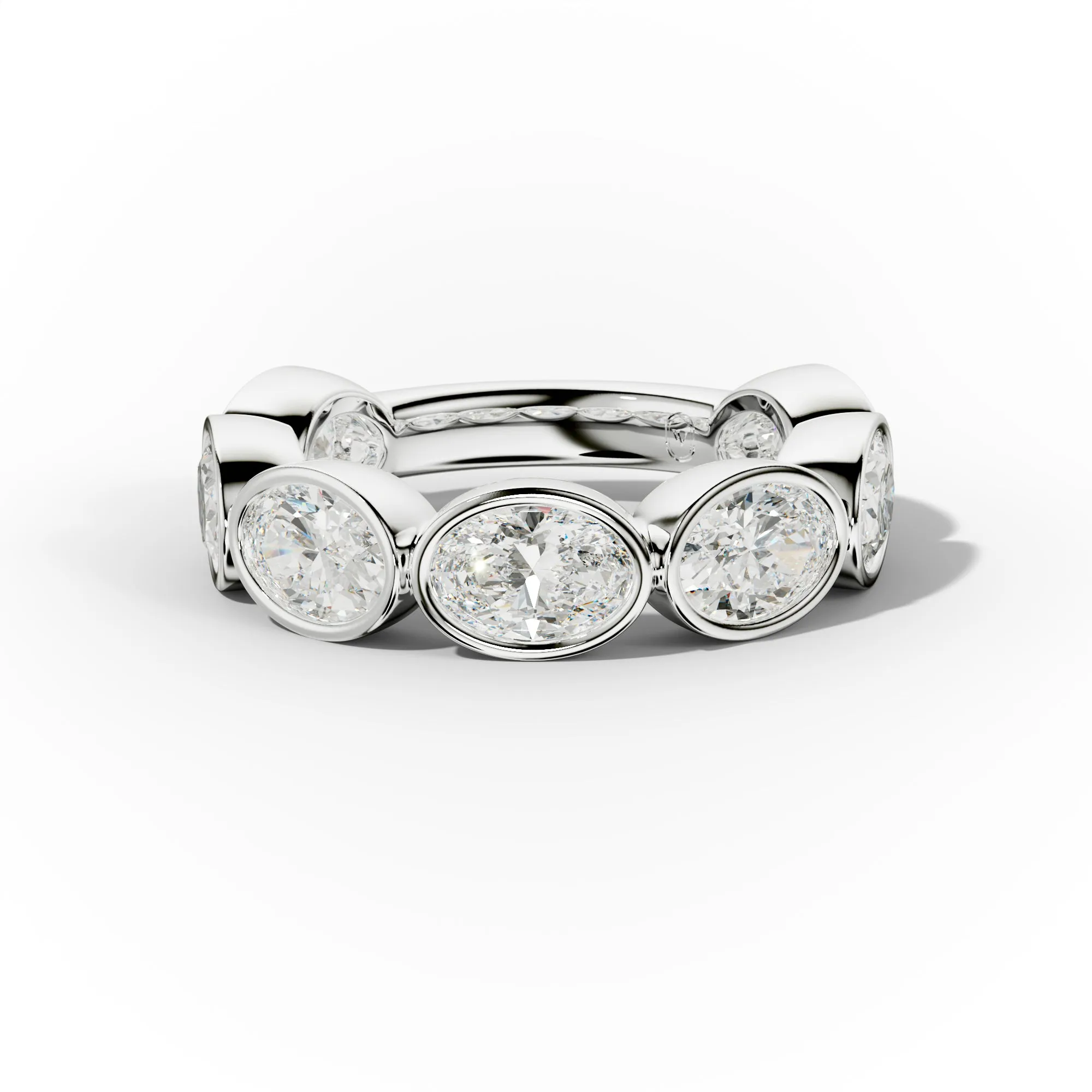 4.0 Carat East West Oval Bezel Set Diamond Anniversary Band