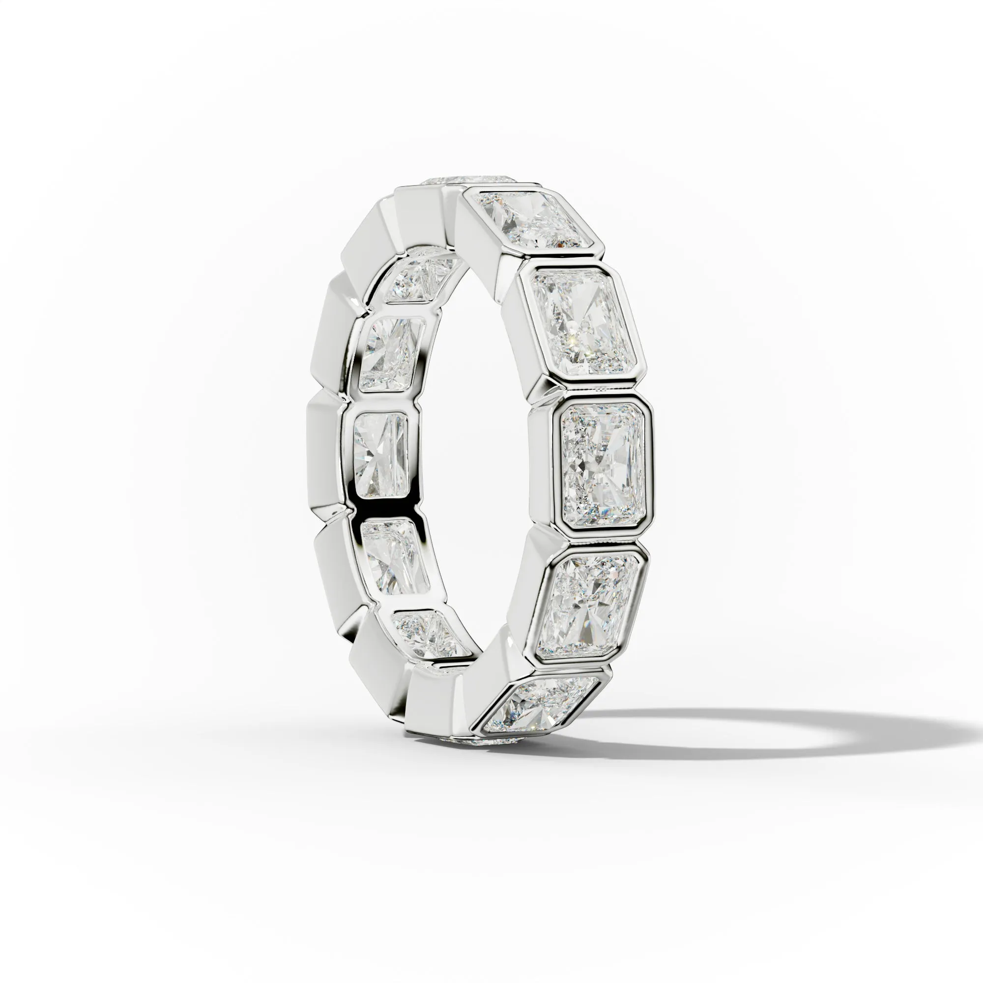 4.0 Carat East West Radiant Cut Bezel Set Diamond Eternity Band
