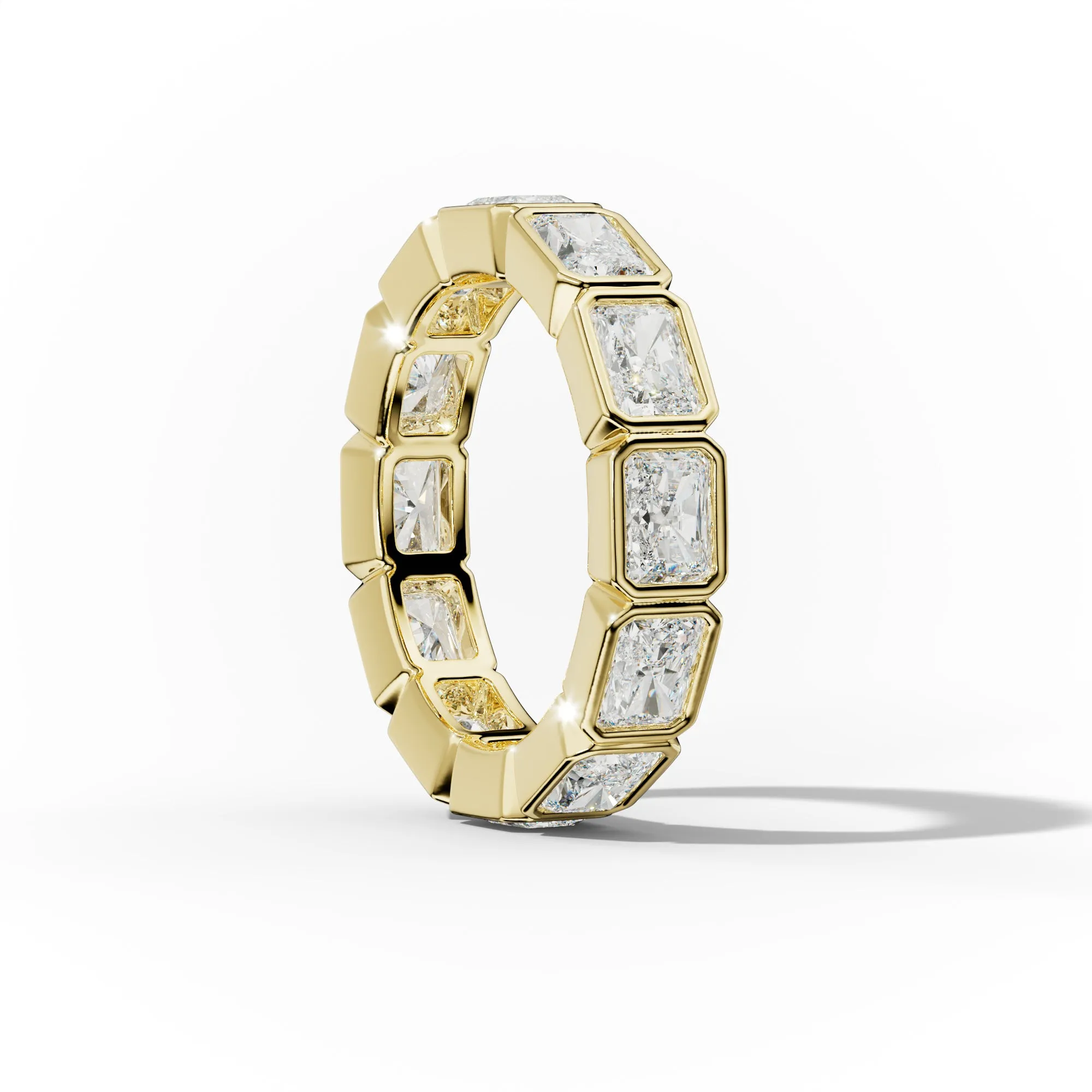 4.0 Carat East West Radiant Cut Bezel Set Diamond Eternity Band