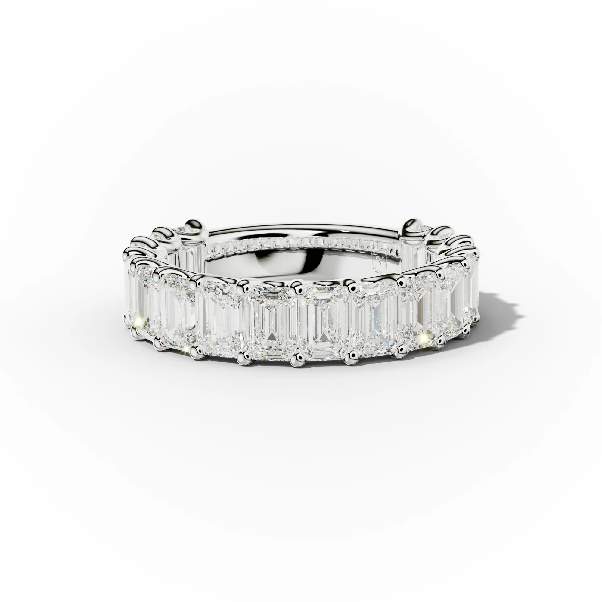 4.0 Carat Emerald Cut Diamond Anniversary Band U Prong