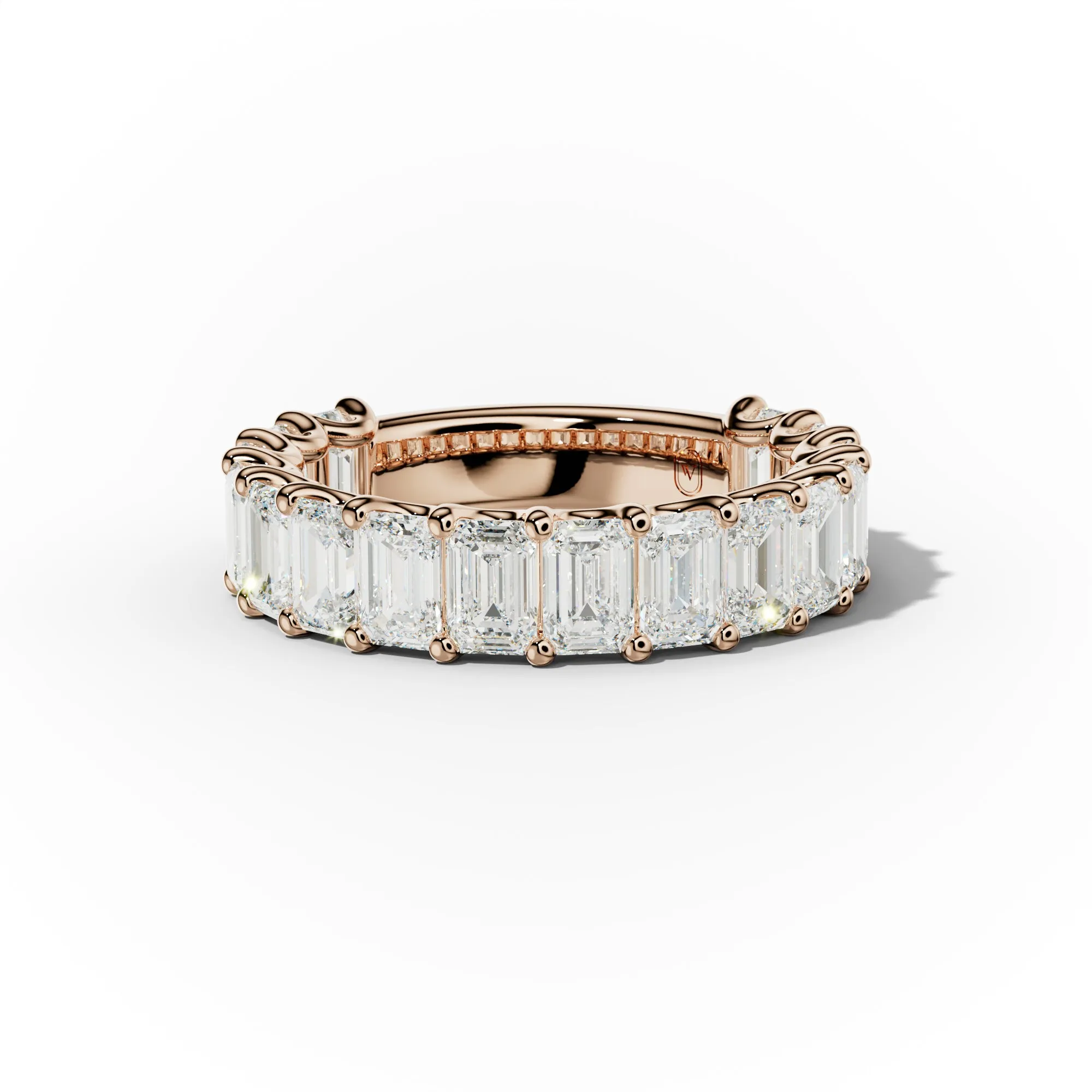 4.0 Carat Emerald Cut Diamond Anniversary Band U Prong